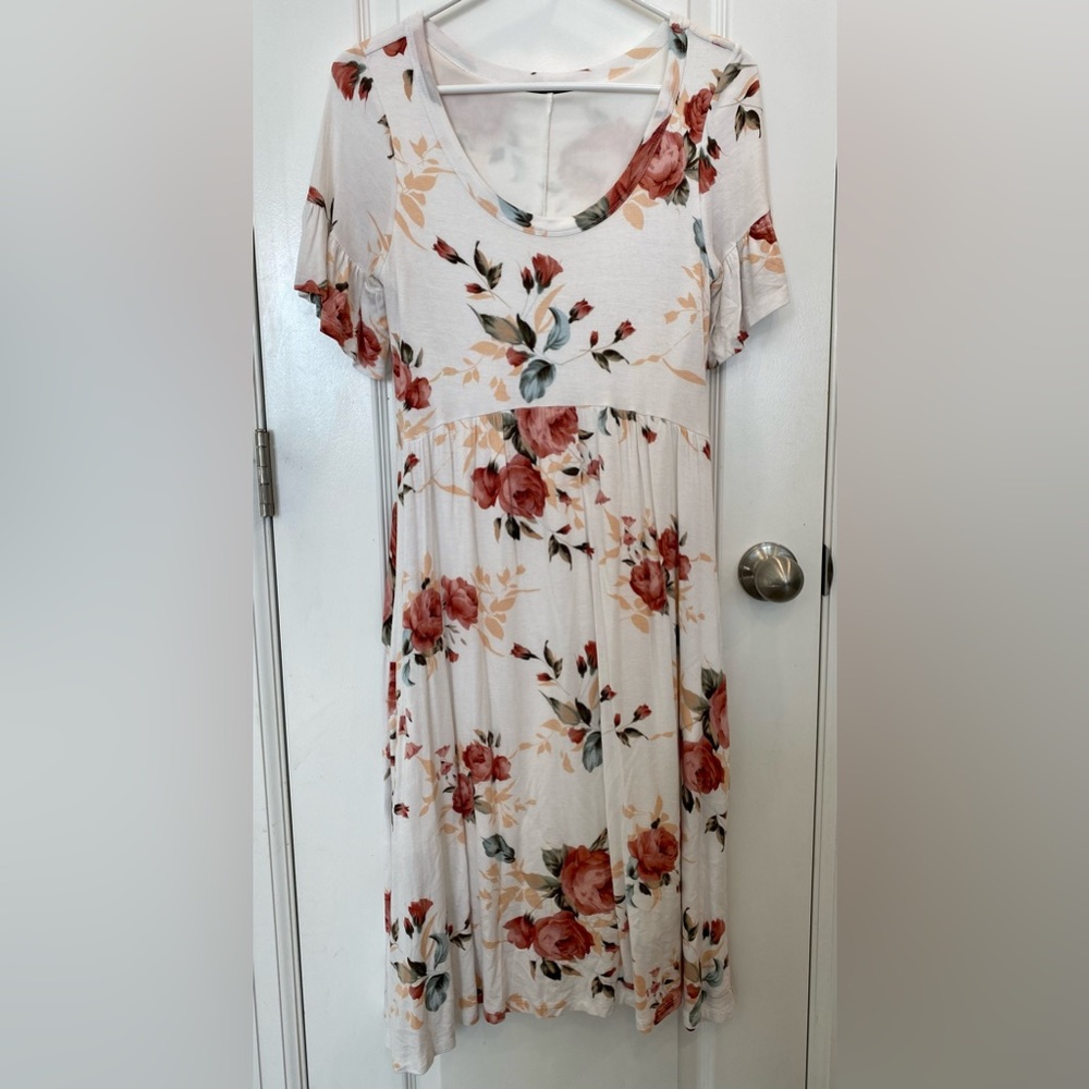 Peplum Sleeve Floral Dress